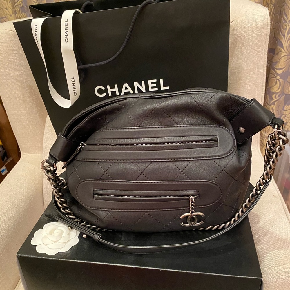 CHANEL  lamb skin boy chain hobo bag